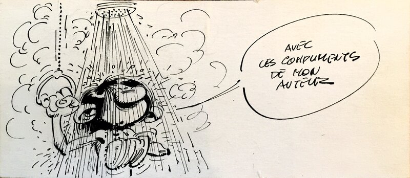 André Franquin, Gaston sous la douche - Illustration originale