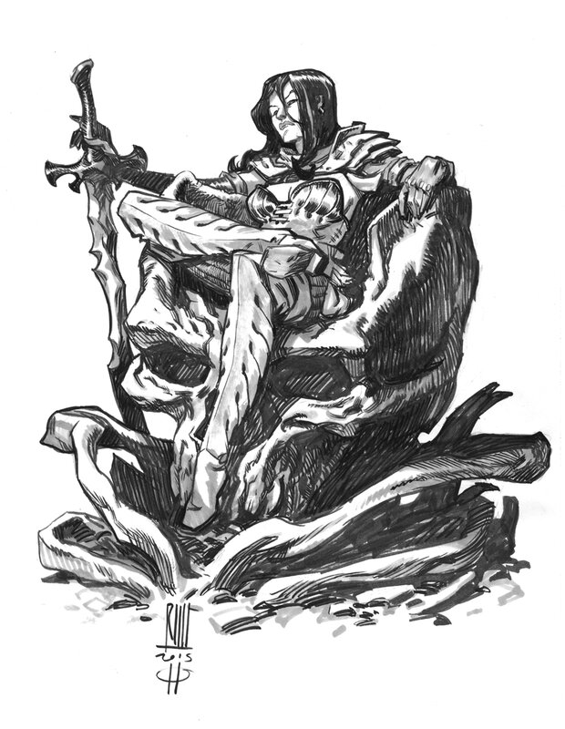 Roberto Ricci, Dark Warrior (vendu) - Original Illustration
