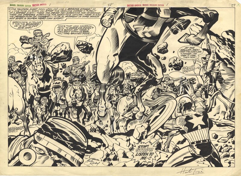 Jack Kirby, Herb Trimpe, Les Tuniques Bleues                 (A.K.A Marvel Treasury Special: Captain America's Bicentennial  Battles) - Planche originale