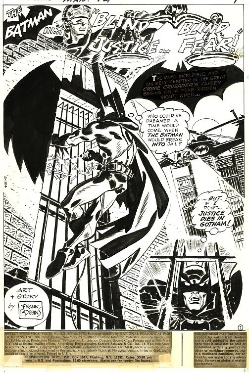 Frank Robbins, Detective Comics # 421 p. 1. - Planche originale