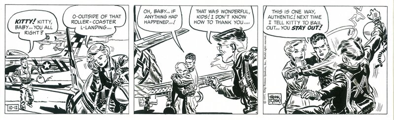 Frank Robbins, Johnny Hazard . Daily comic strip du 12 octobre 1957 . - Planche originale