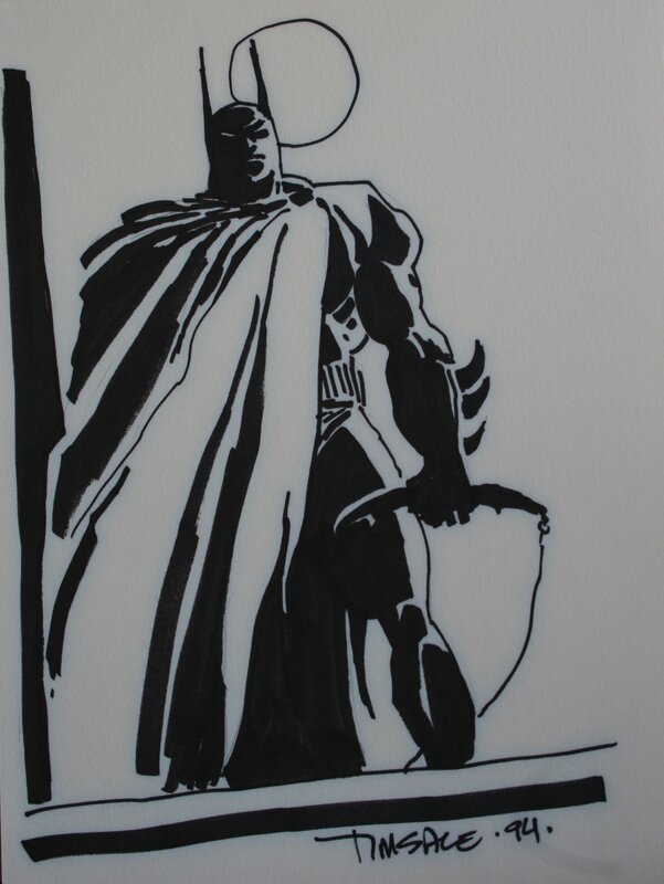 Batman par Tim Sale - Illustration sur papier libre 1994 - Dédicace