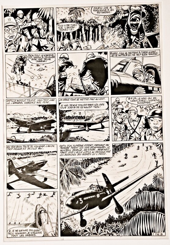 Victor Hubinon, Jean-Michel Charlier, Georges Troisfontaines, 1949 - Buck Danny : La revanche des fils du ciel - Planche originale