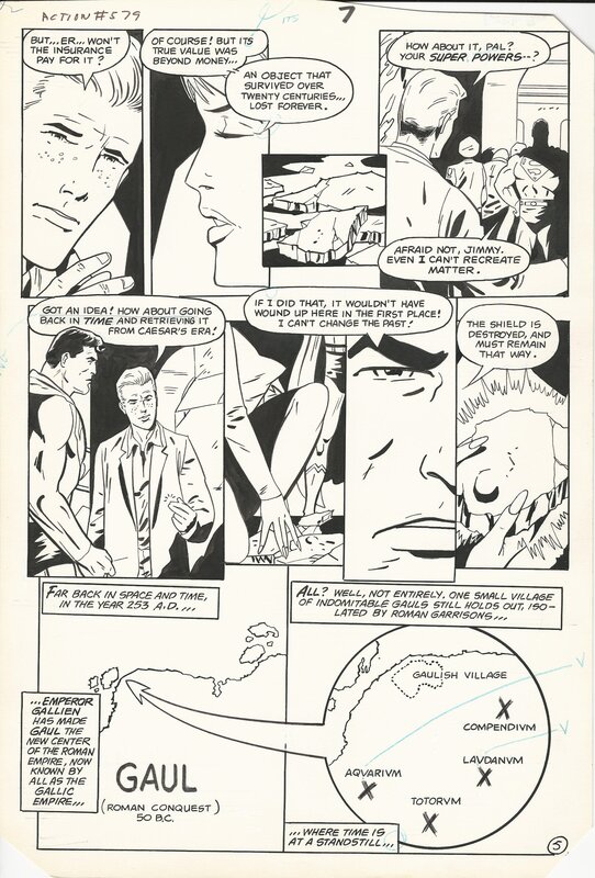 Keith Giffen, Jean-Marc Lofficier, Bob Oksner, Superman vs Obelix - Action Comics # 579 - Superman in Gaul P5 - Planche originale