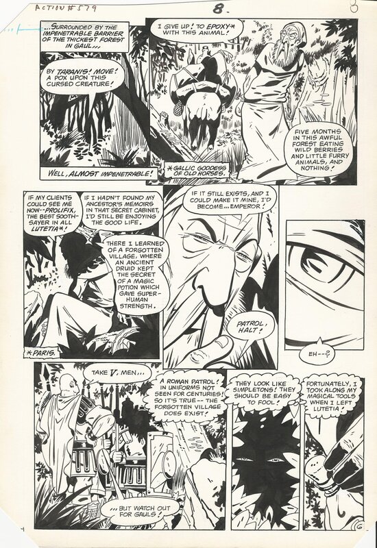 Keith Giffen, Jean-Marc Lofficier, Bob Oksner, Superman vs Obelix - Action Comics # 579 - Superman in Gaul P6 - Planche originale