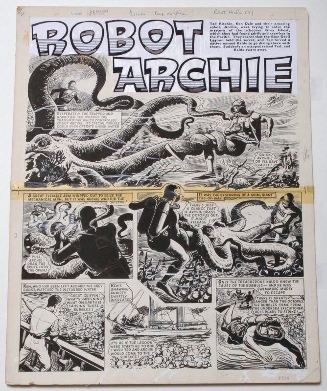Ted Kearon, Ted Cowan, Archie le robot - 2 mars 1963. - Planche originale