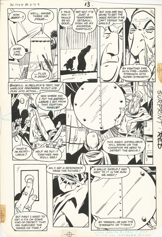 Keith Giffen, Jean-Marc Lofficier, Bob Oksner, Superman vs Obelix - Action Comics # 579 - Superman in Gaul P10 - Planche originale