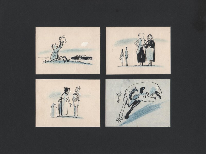 4 dessins de Georges Beuville - Illustration originale