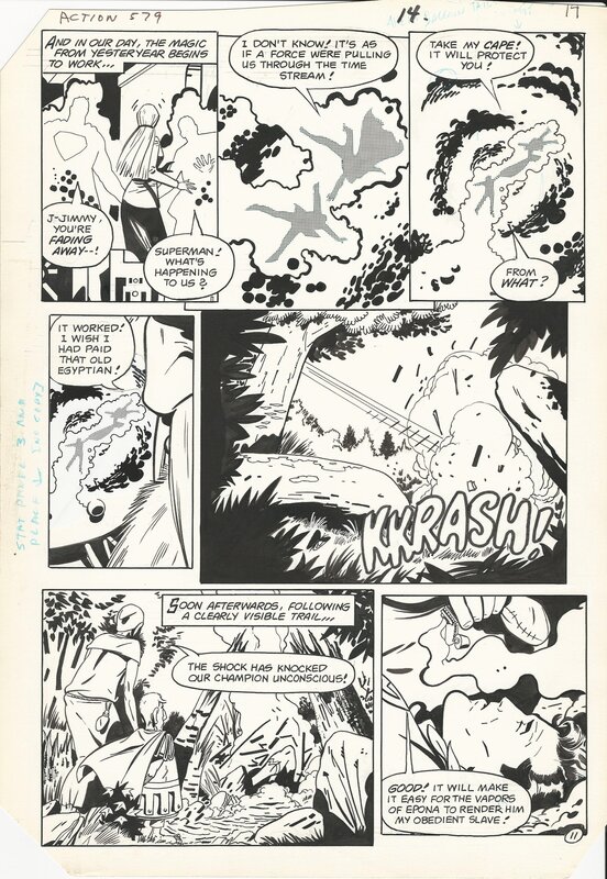 Keith Giffen, Jean-Marc Lofficier, Bob Oksner, Superman vs Obelix - Action Comics # 579 - Superman in Gaul P11 - Planche originale