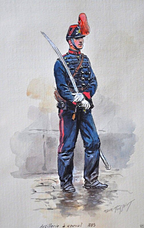 Maurice Toussaint, Artillerie à cheval, 1885 - Illustration originale