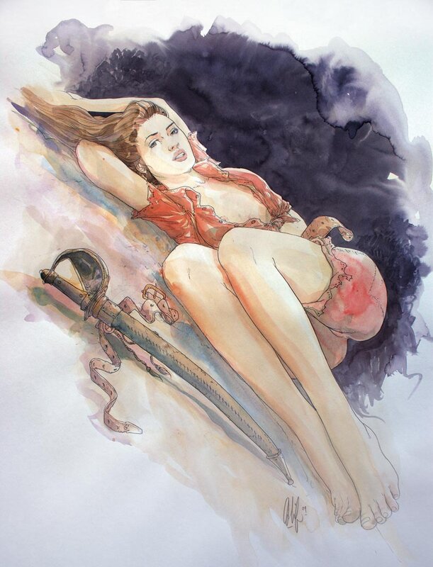 Lydia au sabre by Eric Liberge - Original Illustration