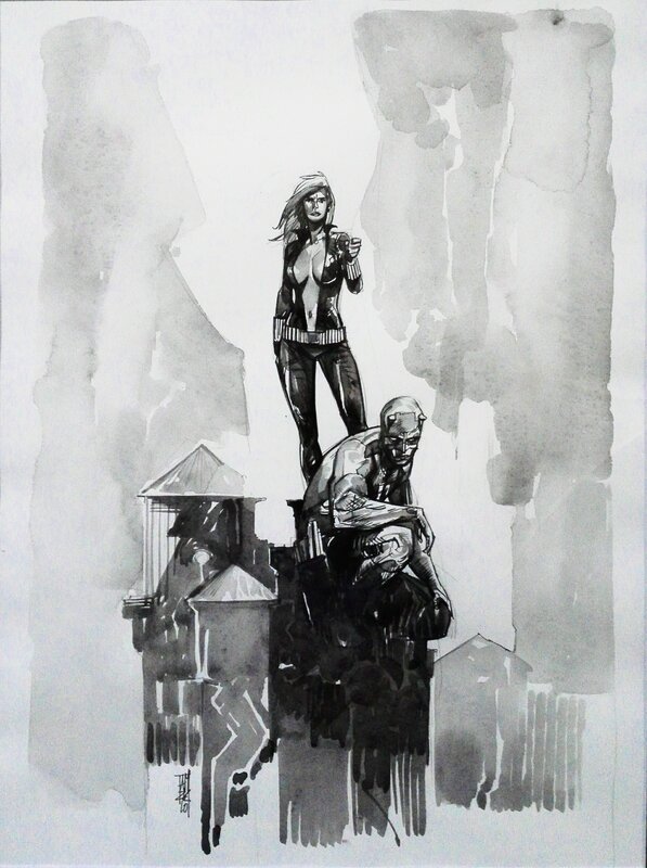 Alex Maleev, Daredevil et Black widow - Illustration originale