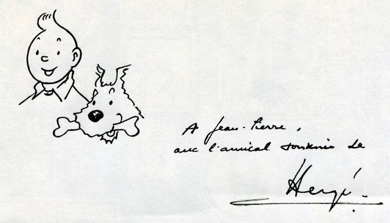 Dédicace Hergé Tintin et Milou - Sketch