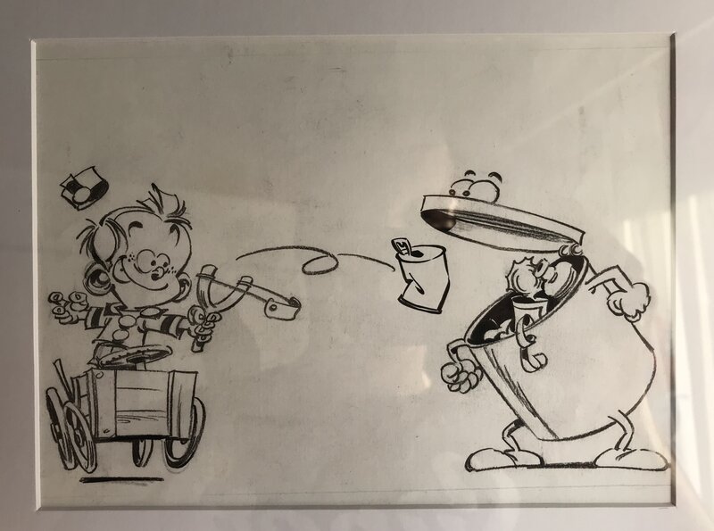 Janry, Petit Spirou - dessin publicitaire autocollant - Comic Strip