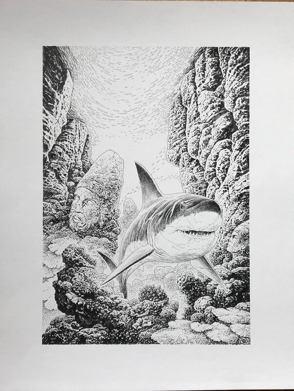 Milan Jovanovic, Le jardin des têtes - le requin - Illustration originale