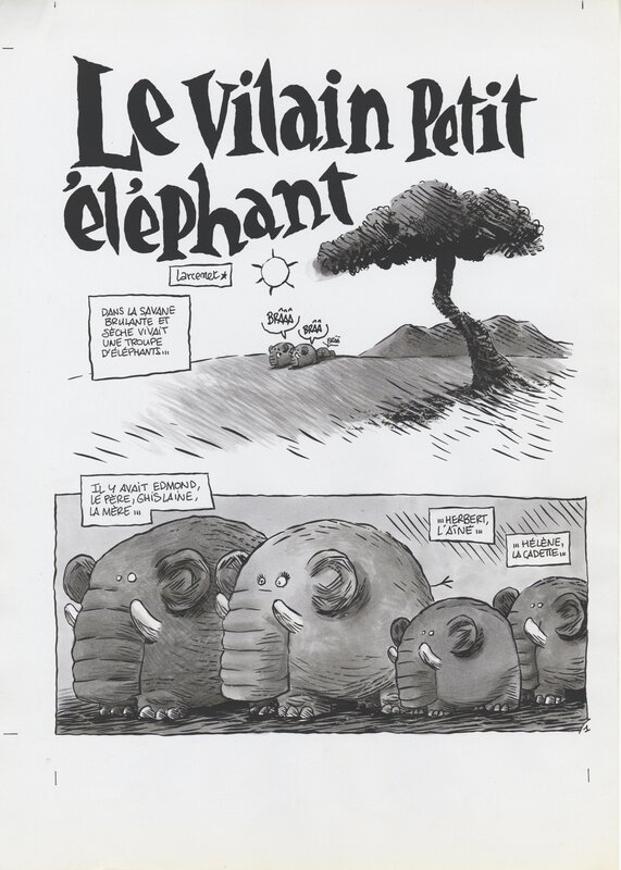 Manu Larcenet, Le Vilain petit éléphant-récit complet en 5 planches-PL1 - Planche originale