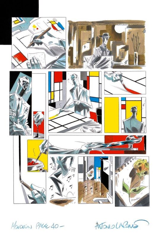 Antonio Lapone, Jean-Philippe Peyraud, La fleur dans l’atelier de Mondrian - page 40 - Planche originale