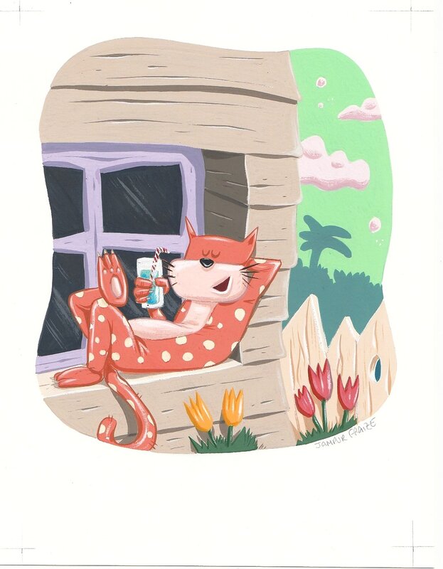 Le chat cool by Jampur Fraize - Original Illustration