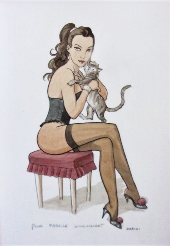 La femme au chat par Enrico Marini - Illustration originale