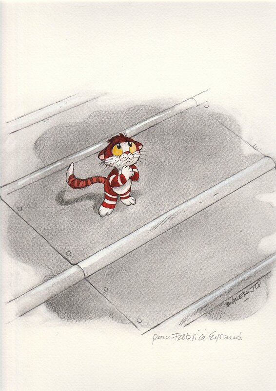 Jean-Claude Bauer, Le petit chat sur un toit brulant - Illustration originale