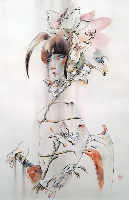 Femme samourai par Chuma Hill - Illustration originale