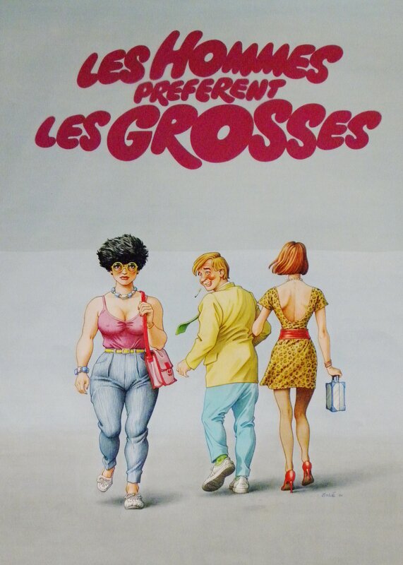 En vente - Jean Solé, Affiche du film –  » Les Hommes préfèrent les Grosses  » – jean Sole - Illustration originale