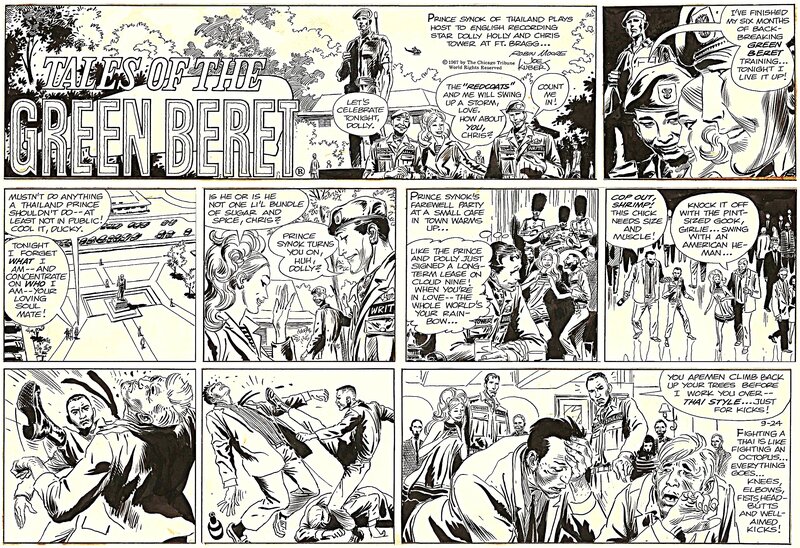 Joe Kubert, Tales of the Green Berets .Sunday strip 24 / 9 / 1967 . - Comic Strip