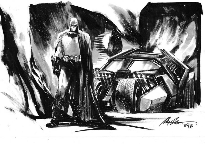 Batman / batmobile par rafael albuquerque - Illustration originale