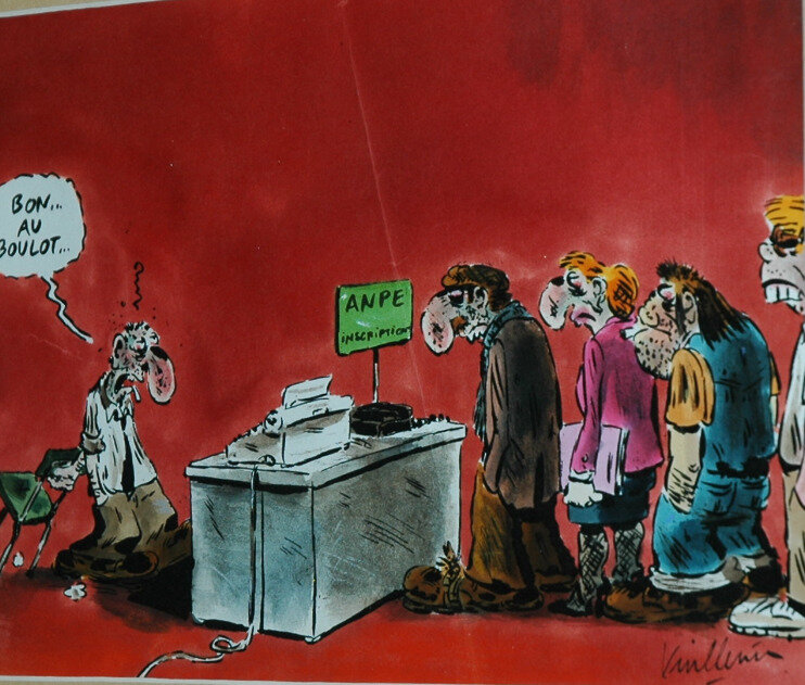 Illustration sur le chômage pour la presse - Vuillemin - Illustration originale