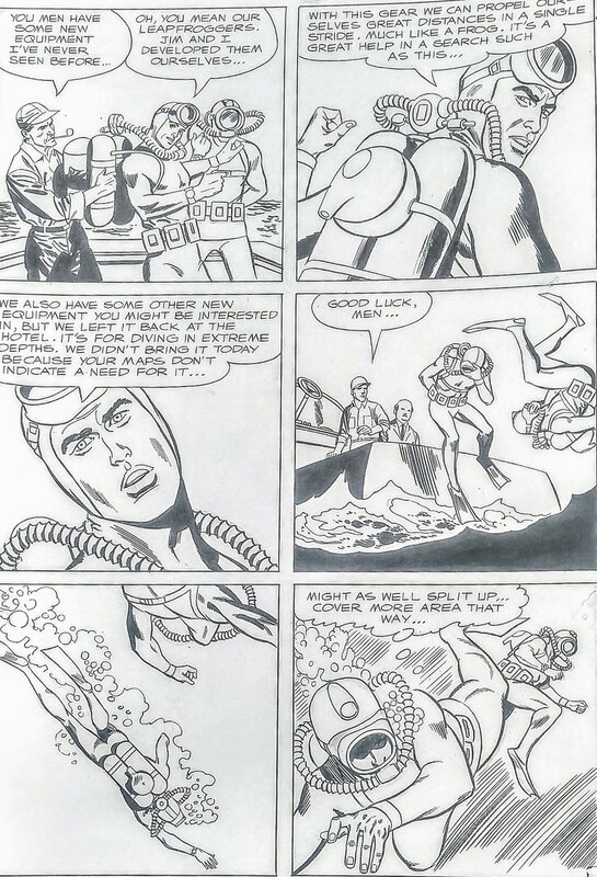 Gil Kane, Michele Mike Pepe, Frogmen 11 page 15.               .          .           .           .            .Menace From The Deep! - Planche originale