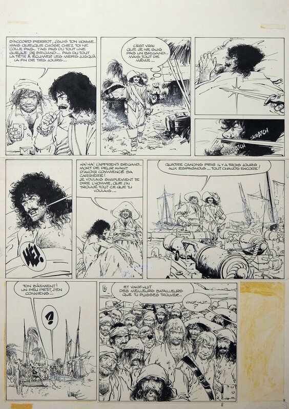En vente - William Vance, Planche noir et blanc 02 de Super Tintin n°36 : Le Dieppois - Planche originale
