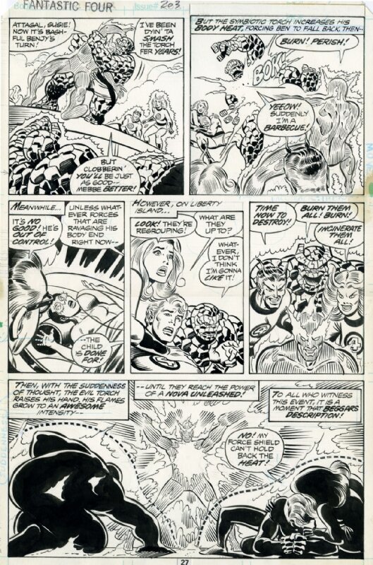Joe Sinnott, Keith Pollard, Fantastic Four - team and monsters - Comic Strip