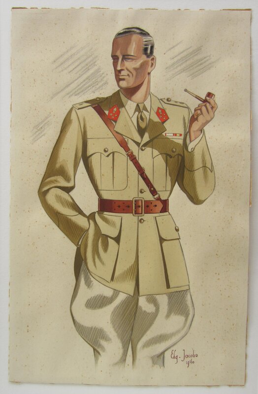 Edgar Pierre Jacobs, Soldiers uniform design - Original Illustration