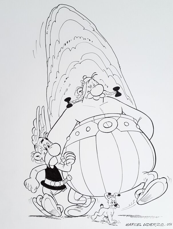 Marcel Uderzo, Albert Uderzo, Asterix, Obelix et Idefix - Illustration originale