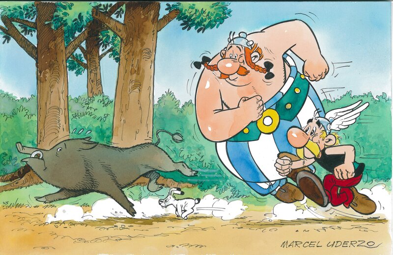 Asterix et Obelix par Marcel Uderzo - Illustration originale