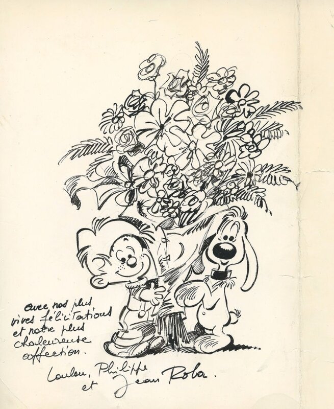 Jean Roba, Boule & Bill, bouquet de fleurs - Illustration originale