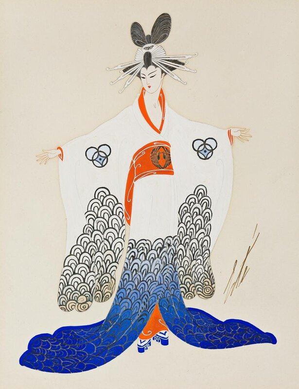 Romain de Tirtoff, Erte, Madame Butterfly 1923 by Erte - Original Illustration