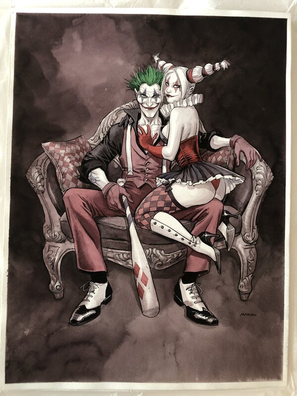 Joker & H Quinn - Marini - Illustration originale
