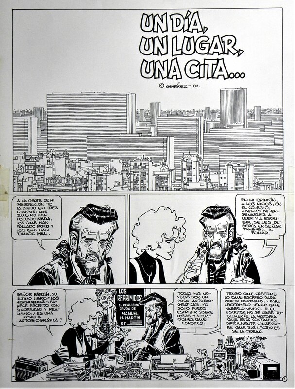 For sale - Carlos Giménez, « AMOR , AMOR !!  » –  » Un Jour , quelque Part , Un Rendez-Vous… « – Page Titre – Carlos Gimenez - Comic Strip