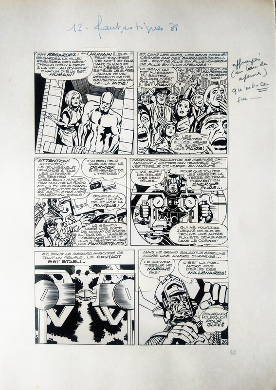 Jack Kirby, Planche de montage - Une aventure des Fantastiques - La saga du Surfer d'Argent - p. 26 - LUG 1973 - Œuvre originale