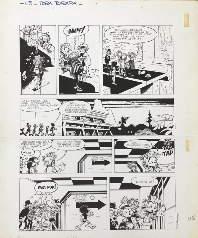 En vente - Jean-Claude Fournier, Spirou et Fantasio - planche 43 Toratorapa - Planche originale