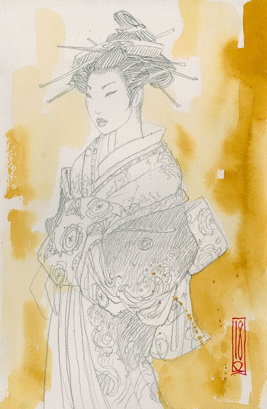 En vente - Edo - illustration par Olivier Ledroit - Illustration originale