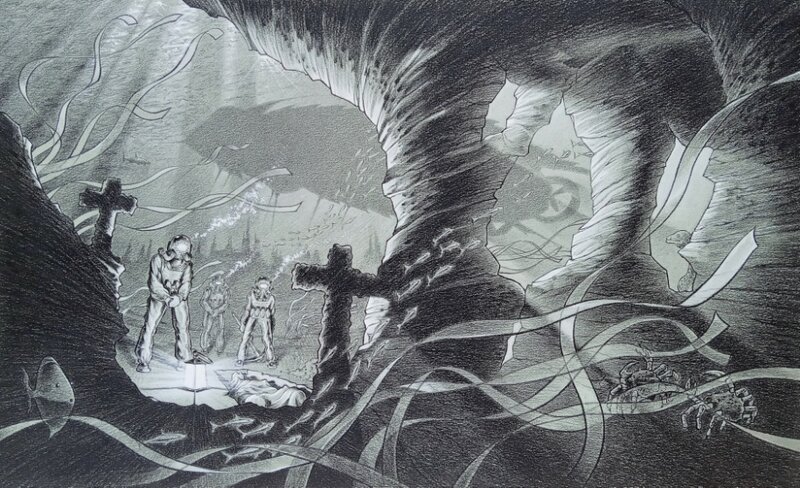 En vente - Luc Monnerais, Illustration originale, le premier cauchemar de Deibler - Illustration originale