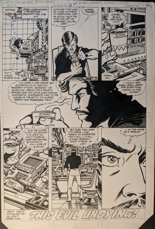 George Perez, Dan Green, The Avengers (1963) #201, page 14 (last page) - Planche originale