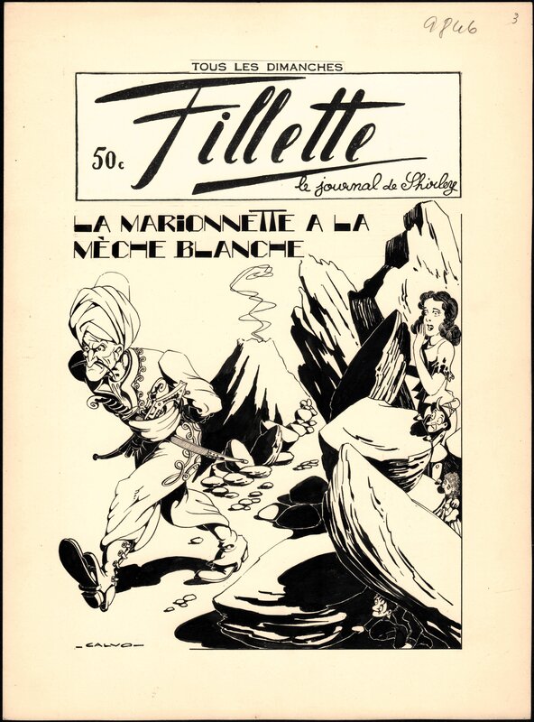 Edmond-François Calvo, Couverture Fillette - La Marionnette a la Mèche blanche - Couverture originale