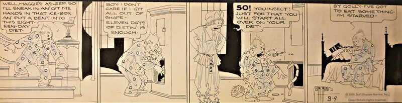 George McManus, Bringing Up Father (strip du 09 août 1929) - Planche originale