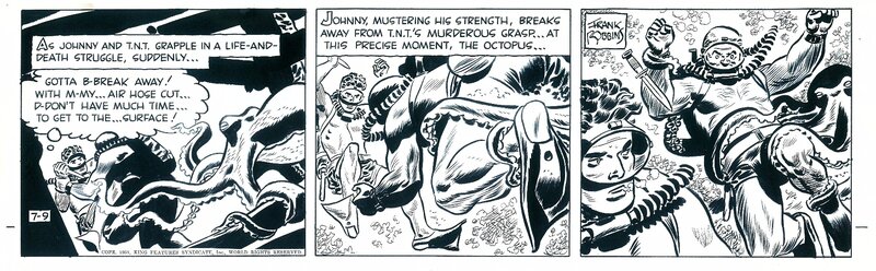 Frank Robbins, Johnny Hazard . Daily comic strip du 9 juillet 1951 . - Planche originale