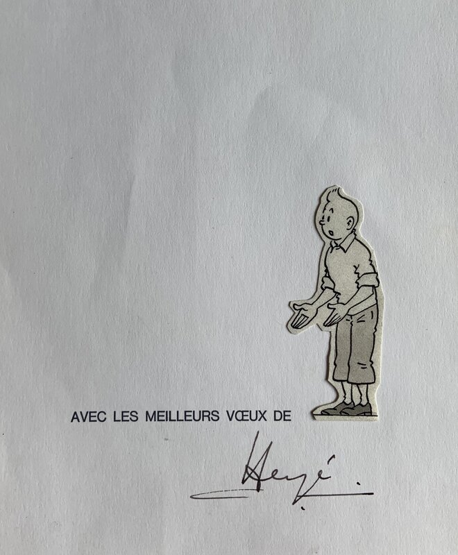 Carte de voeux par Hergé - Œuvre originale