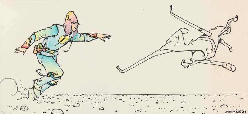 Moebius, Dancing with the desert - Original Illustration