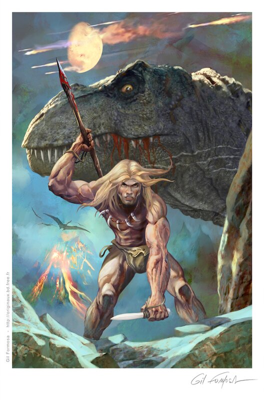 RAHAN - T Rex par Gil Formosa - Illustration originale